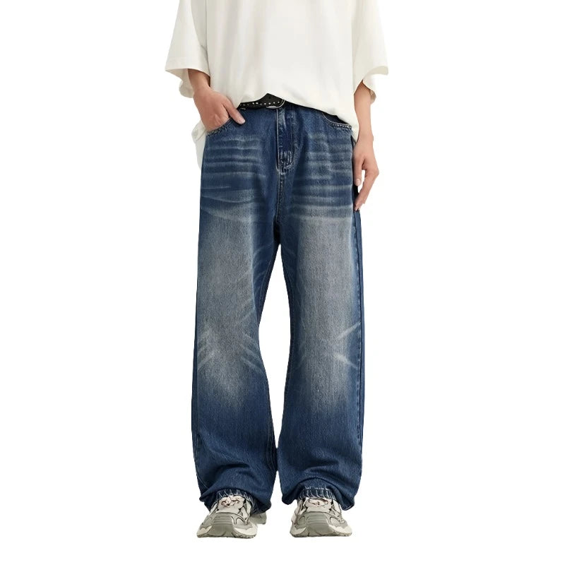 Retro Ripped Wide-Leg Denim Jeans  S   - VONVEX