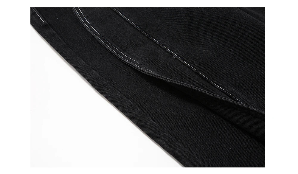 Street Stitch Spliced Baggy Jeans bottom    - VONVEX