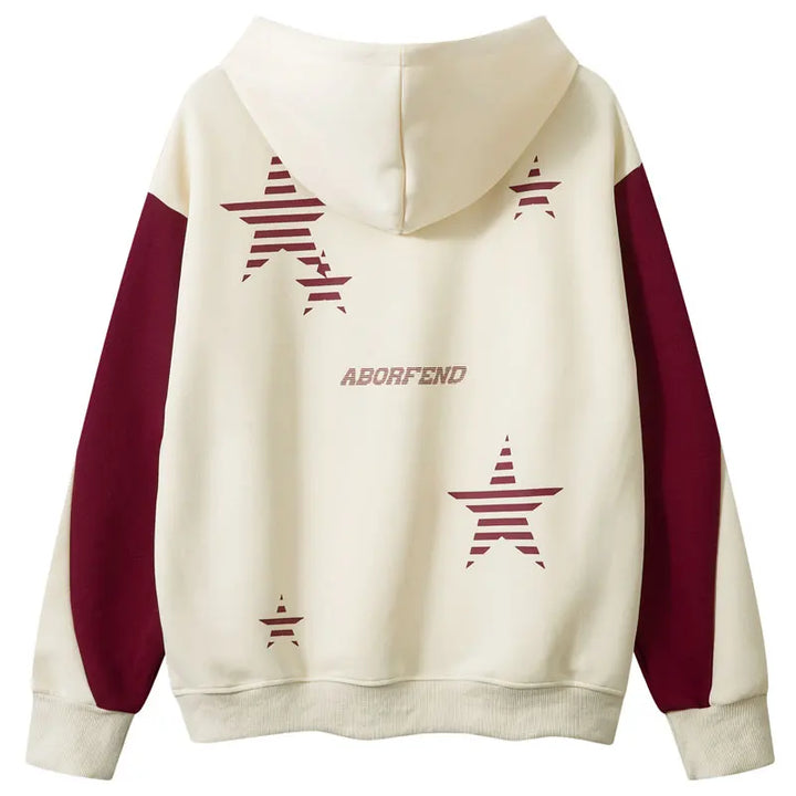 Y2K Star Striped Patchwork Hoodie - VONVEX