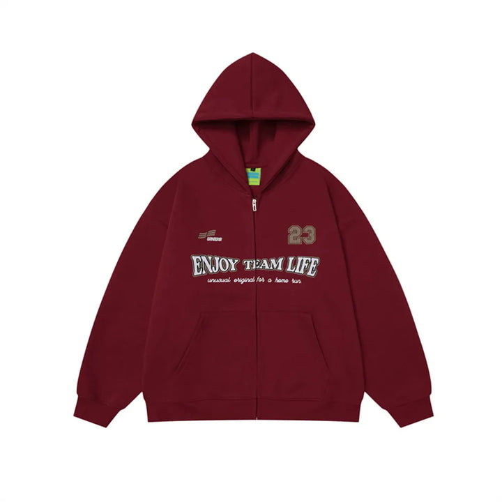 23 High Street Dual Print Hoodie  Red M  - VONVEX