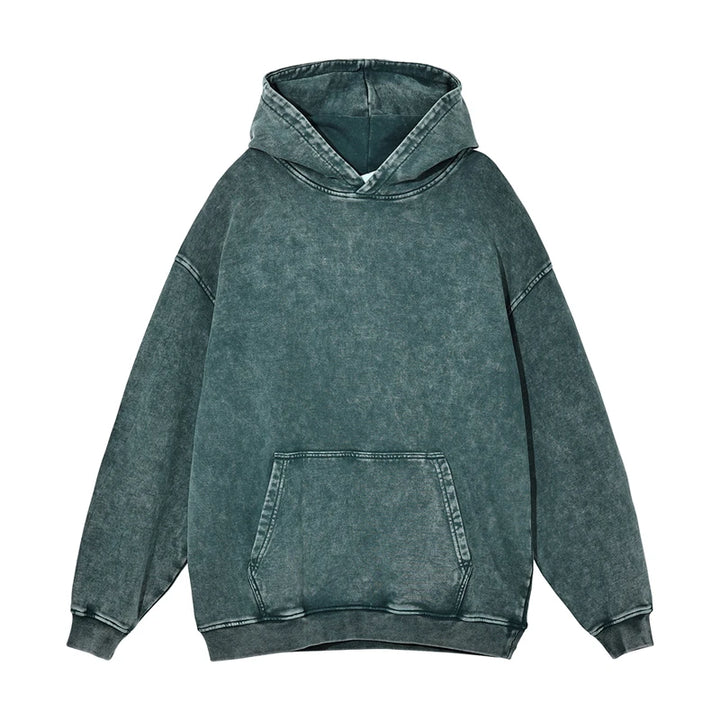 Heavyweight Washed Urban Hoodie  green S  - VONVEX
