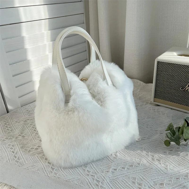 Soft Faux Rabbit Women's Bag  White   - VONVEX