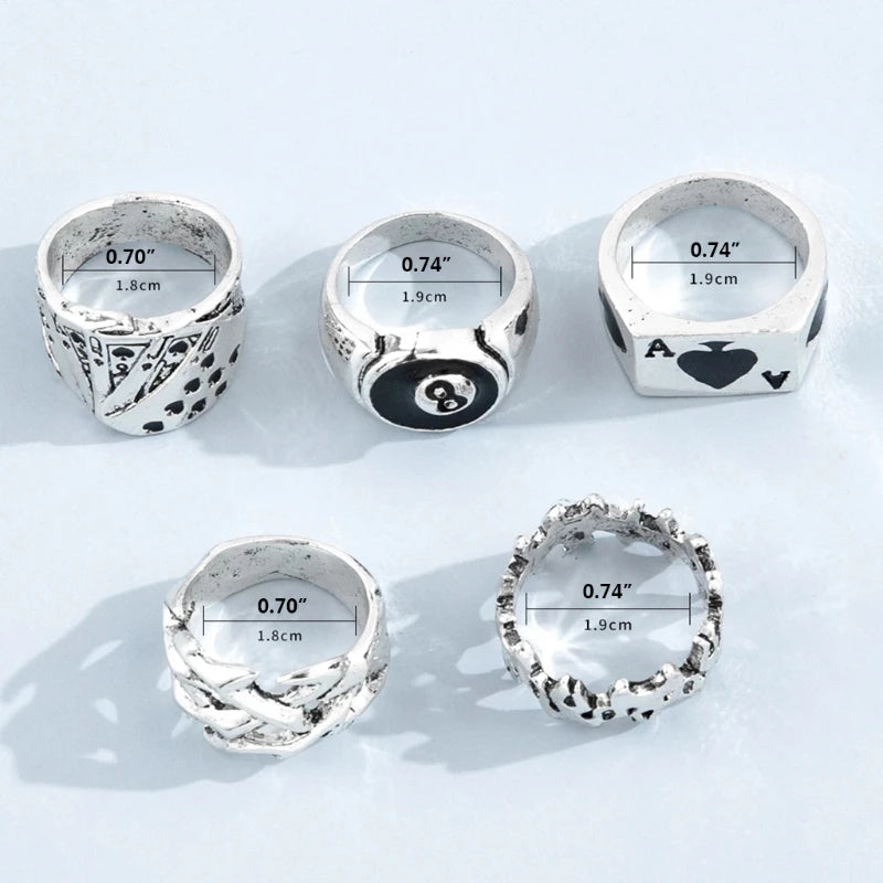 Vintage Soul 5-Piece Rings     - VONVEX