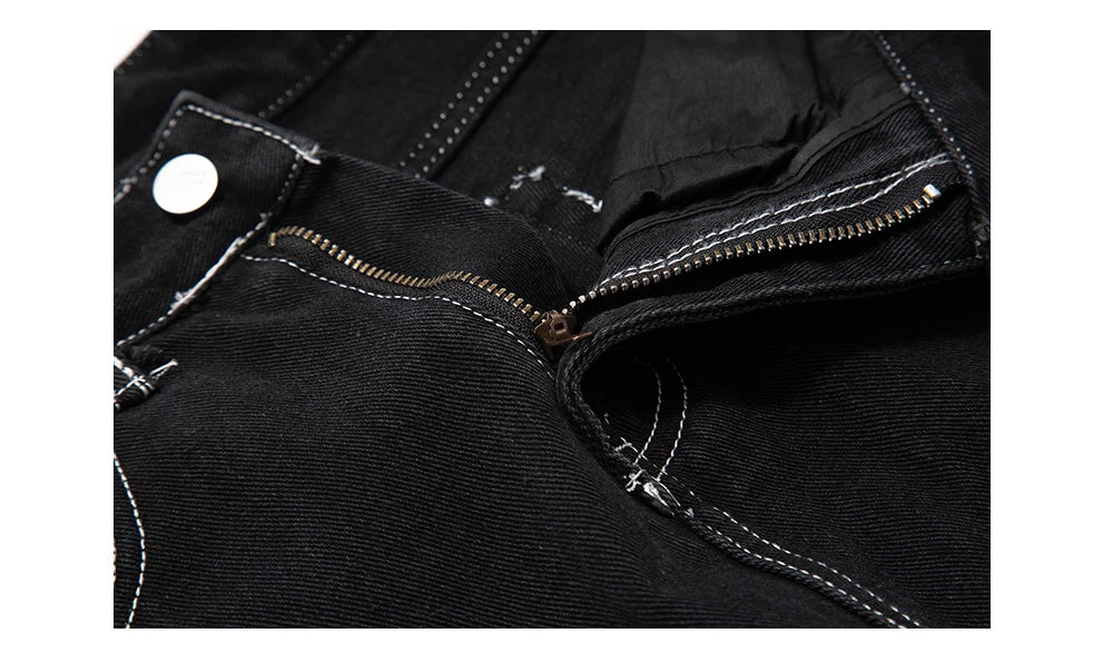Street Stitch Spliced Baggy Jeans bottom    - VONVEX