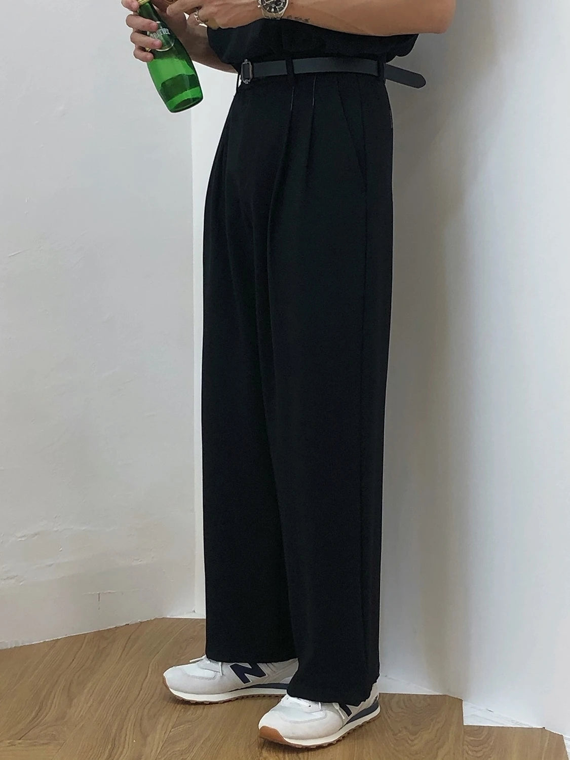 Straight Wide-Leg Pants  S black  - VONVEX