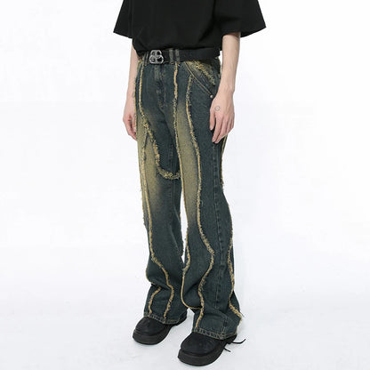 Wave Stitch Denim Jeans     - VONVEX