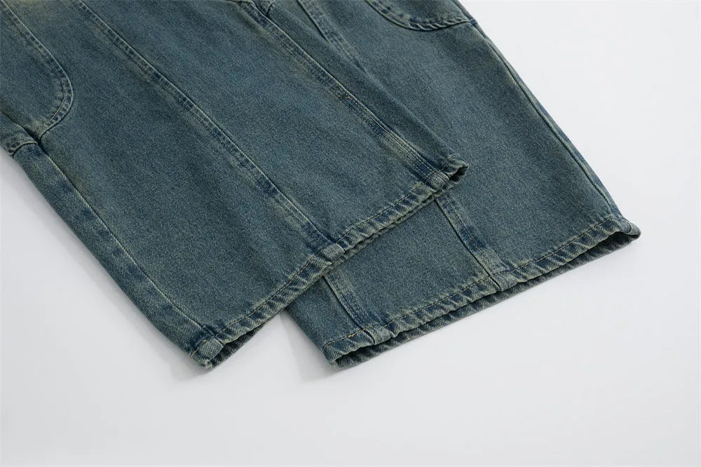 Curved Seam Wide-Leg Jeans     - VONVEX