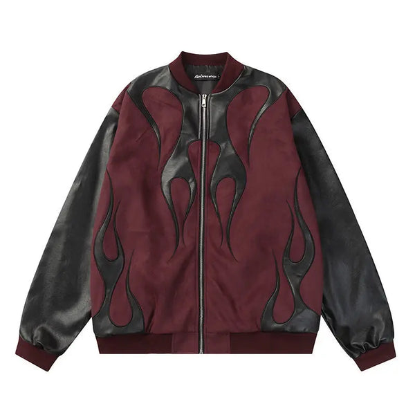 AresWings Spliced Leather Casual Jacket  red M  - VONVEX