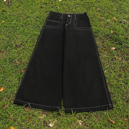 Vintage Y2K High Waist Cargo Jeans     - VONVEX