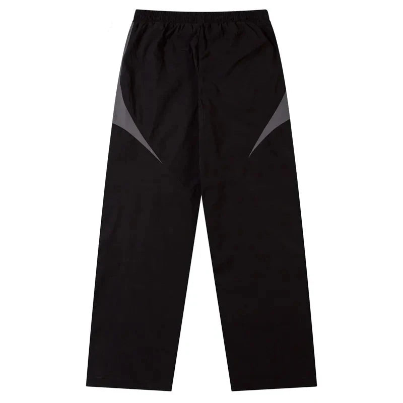Vintage Black Gray Patchwork Pants     - VONVEX