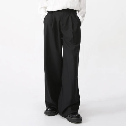 Solid Color Casual Loose Fit Pants     - VONVEX