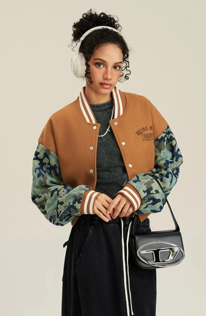 Women's Camouflage Varsity Jacket     - VONVEX