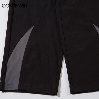 Vintage Black Gray Patchwork Pants     - VONVEX