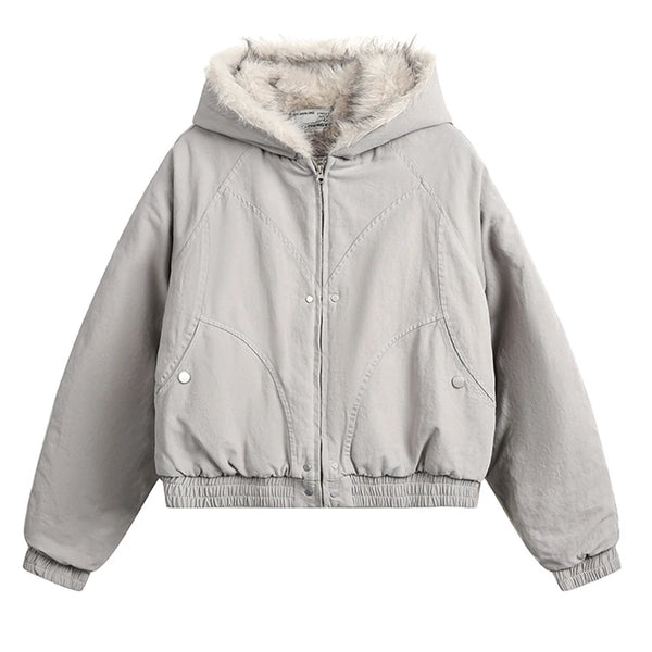 Fur Padded Heavy Thick Jacket  Gray S  - VONVEX