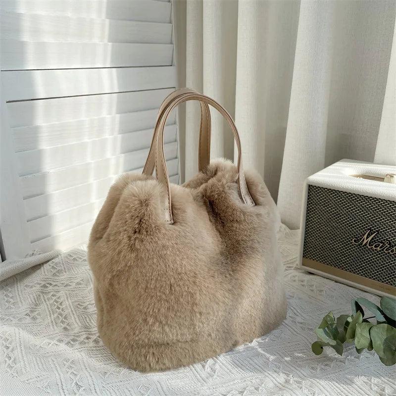 Soft Faux Rabbit Women's Bag  Khaki   - VONVEX