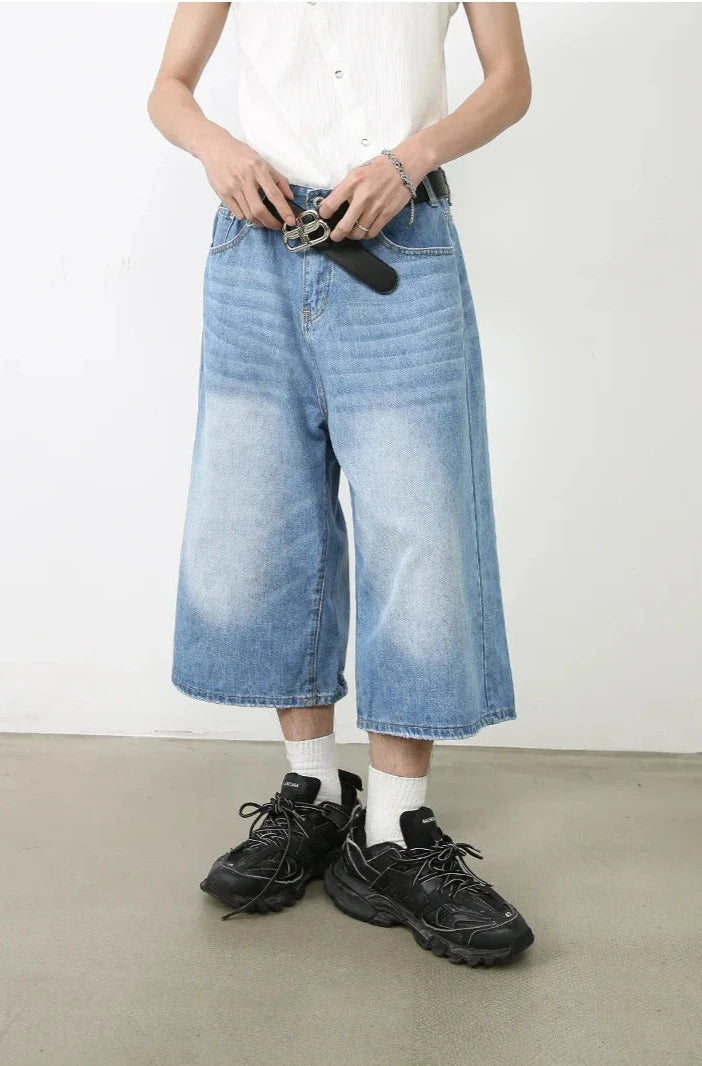 Y2K Wide Leg Oversize Denim Trouser  Light Blue S  - VONVEX