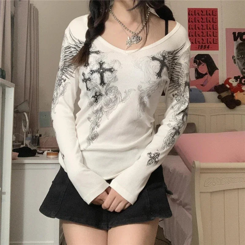 Y2K Fairycore Graphic Top     - VONVEX
