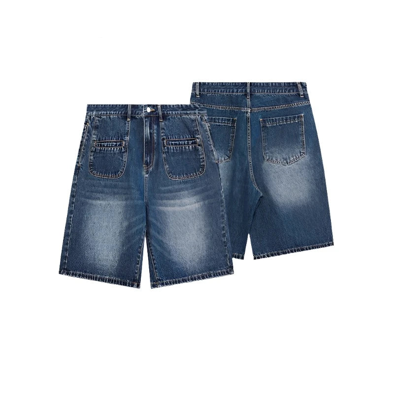 Retro Multi Pockets Denim Shorts     - VONVEX