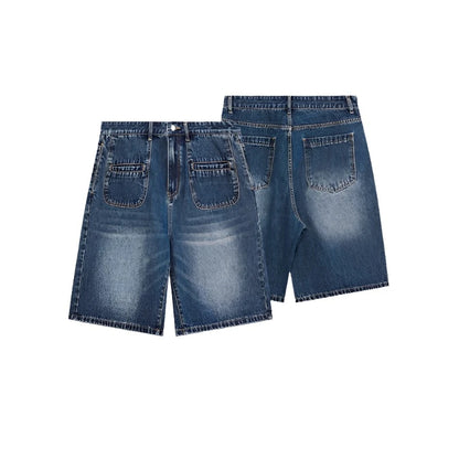 Retro Multi Pockets Denim Shorts     - VONVEX