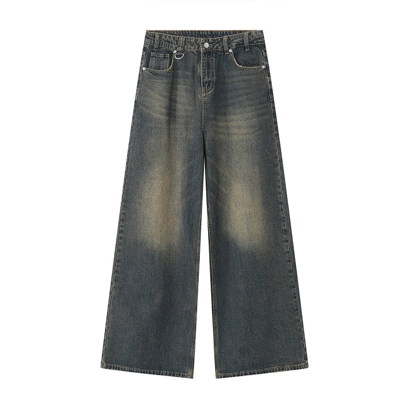 Distressed Wide Leg Baggy Denim Jeans  As Shown S  - VONVEX