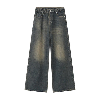 Distressed Wide Leg Baggy Denim Jeans  As Shown S  - VONVEX