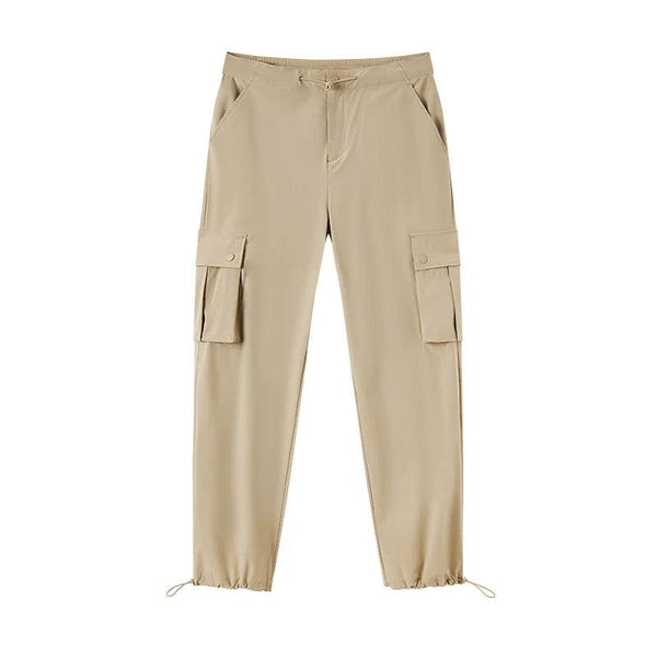 Casual Solid Wide Leg Cargo Pant  Khaki XS  - VONVEX