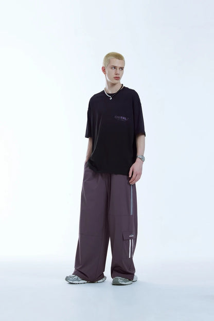 Retro Patchwork Wide-Leg Cargo Pants     - VONVEX