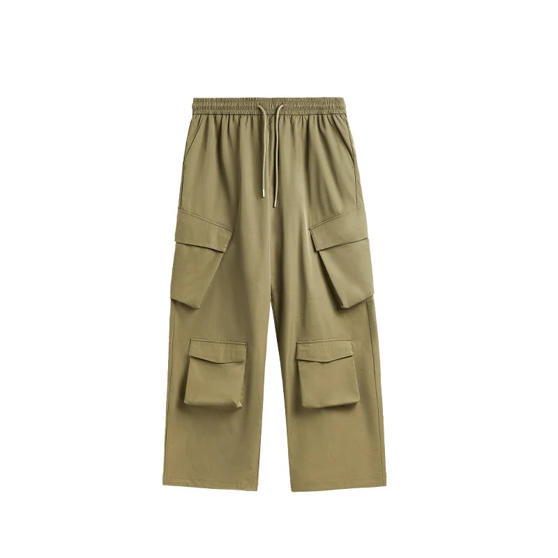 Casual 3D Wide-leg Cargo Pants  Khaki S  - VONVEX