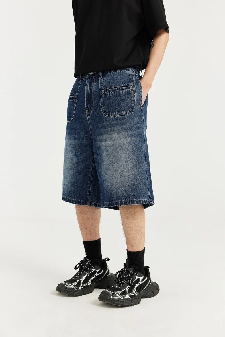 Retro Multi Pockets Denim Shorts     - VONVEX