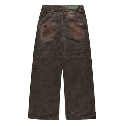 Pleated Washed Jeans     - VONVEX
