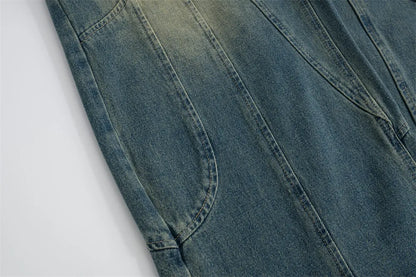 Curved Seam Wide-Leg Jeans     - VONVEX