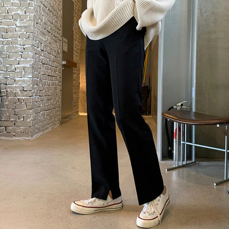 Straight Fit Casual Normal Pants  Black M  - VONVEX
