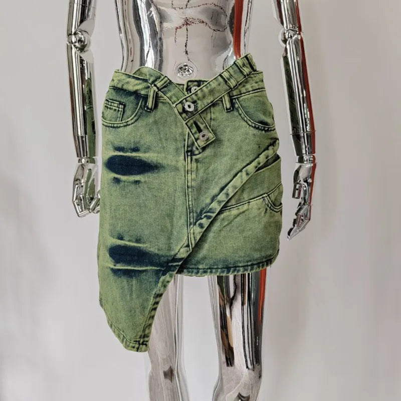 High-waist Denim Skirts     - VONVEX