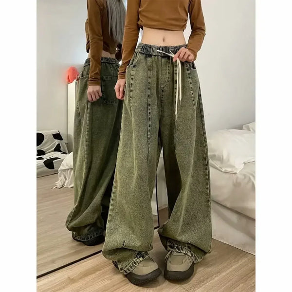 Baggy Elastic-waist Women's Jeans     - VONVEX