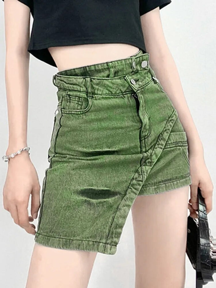 High-waist Denim Skirts     - VONVEX