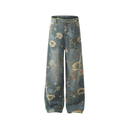 Spicy Bloom Washed Jeans     - VONVEX