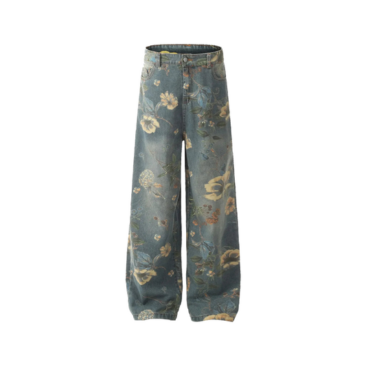 Spicy Bloom Washed Jeans     - VONVEX