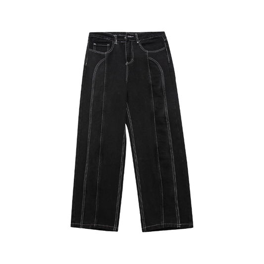 Street Stitch Spliced Baggy Jeans bottom    - VONVEX