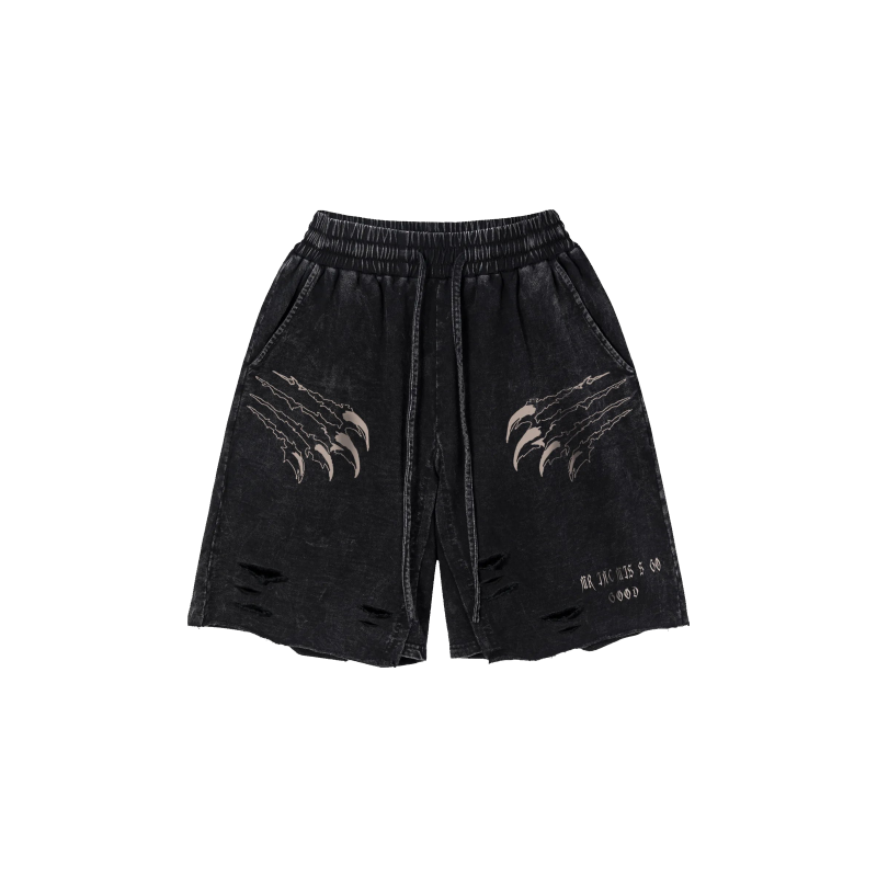 Tiger Claw Ripped Shorts     - VONVEX
