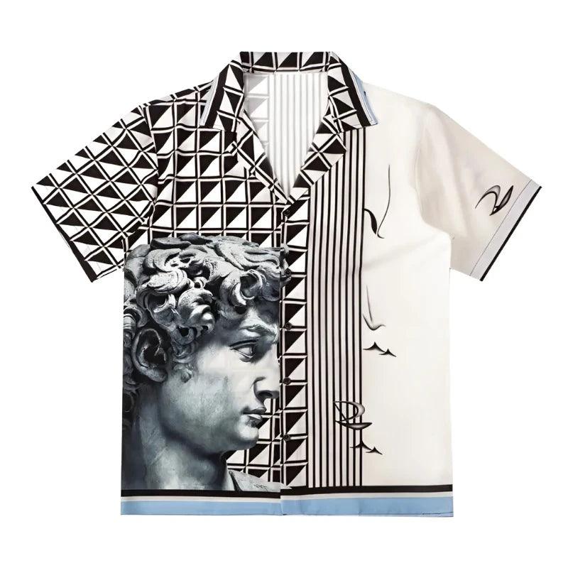 Aesthetic Head Statue David Print Shirt  White S  - VONVEX