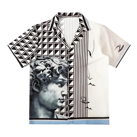 Aesthetic Head Statue David Print Shirt  White S  - VONVEX