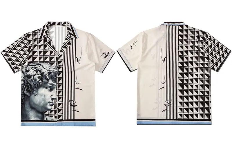 Aesthetic Head Statue David Print Shirt     - VONVEX