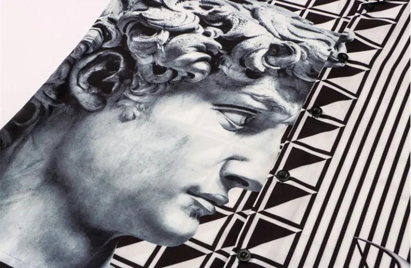 Aesthetic Head Statue David Print Shirt     - VONVEX