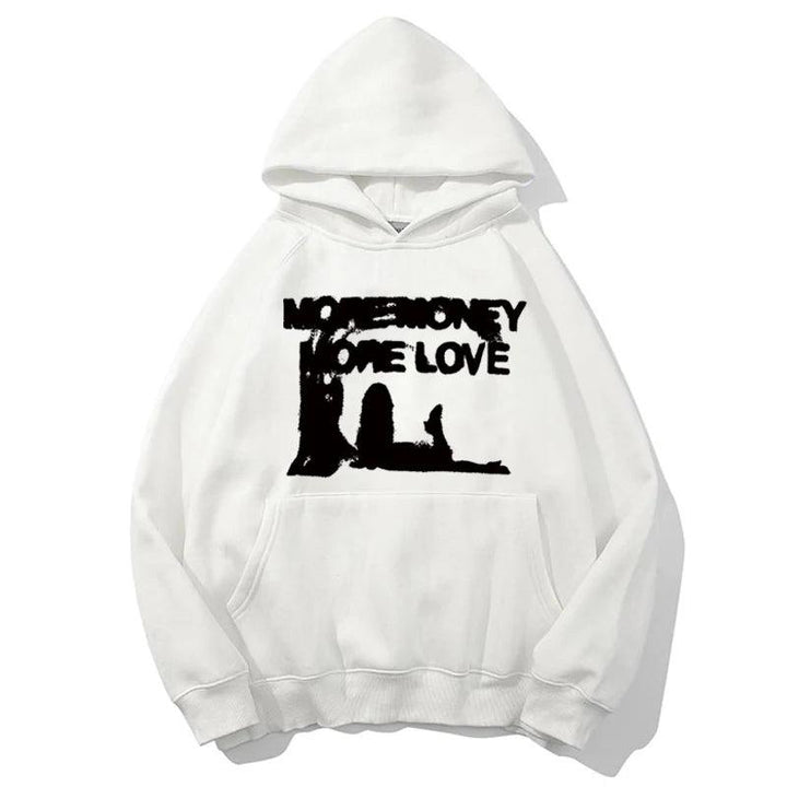 Y2K More Money More Love Hoodie  White S  - VONVEX
