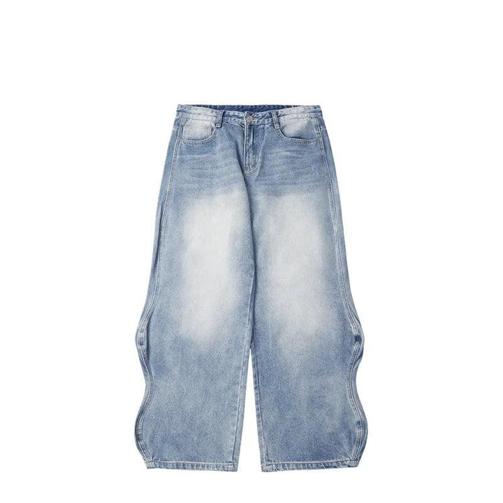 Baggy Wide Leg Boyfriend Jeans bottom Blue 26  - VONVEX
