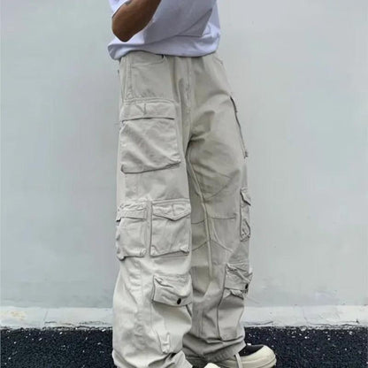 Cargo Multi Pockets Straight Long Pants     - VONVEX