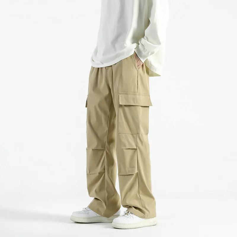 Casual Elastic Waist Cargo Pant  Khaki 3 S  - VONVEX