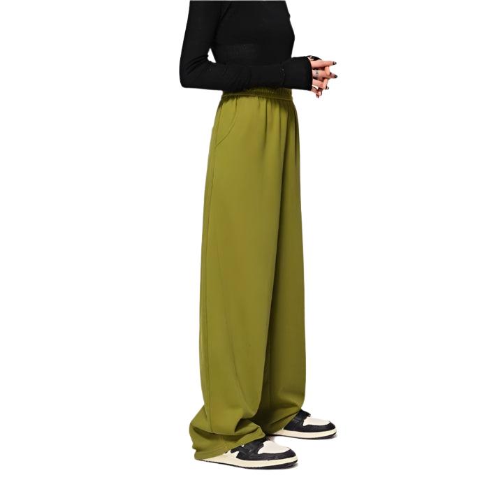 Casual Straight Wide Leg Pant  Avocado Green S  - VONVEX