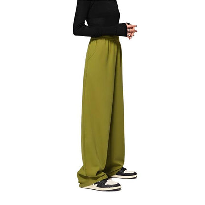 Casual Straight Wide Leg Pant  Avocado Green S  - VONVEX