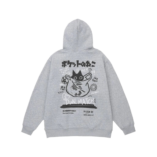 Kanji Cat  Hoodie     - VONVEX